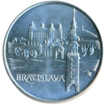 Stříbrná mince 50 Kčs Městská památková rezervace Bratislava 1986 b.k.