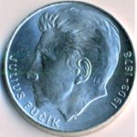Stříbrná mince 100 Kčs 70. výročí narození Julia Fučíka 1978 b.k.