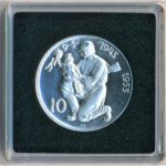 Stříbrná mince 10 Kč 10. výročí osvobození Československa 1955 Proof