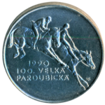 Stříbrná mince 100 Kčs 100. výročí konání Velké pardubické 1990 b.k.
