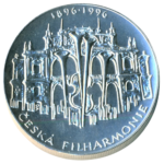 Stříbrná mince 200 Kč 100. výročí zahájení činnosti České filharmonie 1996 b.k.