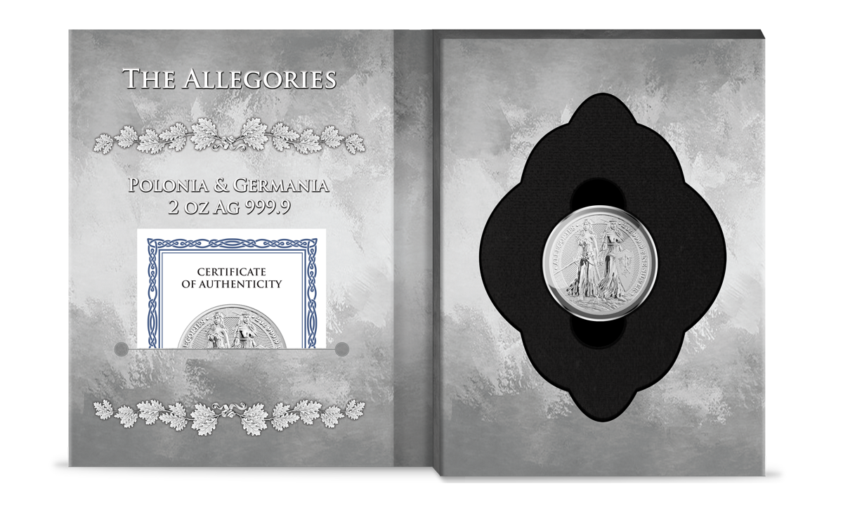 Sběratelská investiční mince 10 Mark Polonia & Germania 2 oz Ag 2022 - Obrázek 3