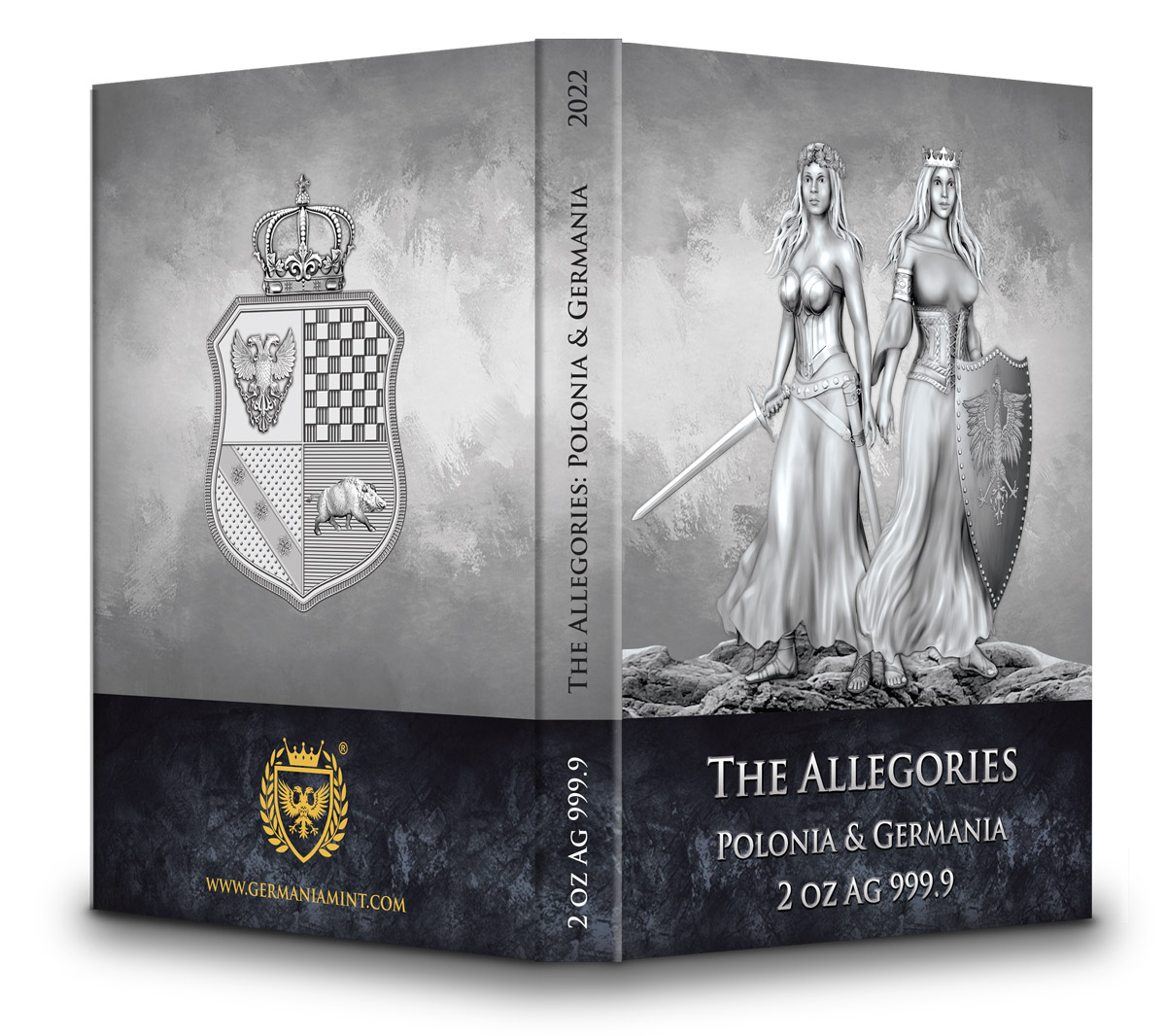 Sběratelská investiční mince 10 Mark Polonia & Germania 2 oz Ag 2022 - Obrázek 4