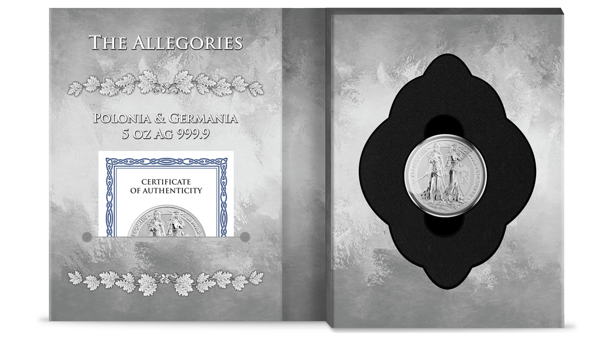 Sběratelská investiční mince 25 Mark Polonia & Germania 5 oz Ag 2022 - Obrázek 3