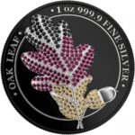 Sběratelská investiční mince 5 Mark Oak leaf Dubový list Vlajka s drahokamy 1 oz Ag 2019