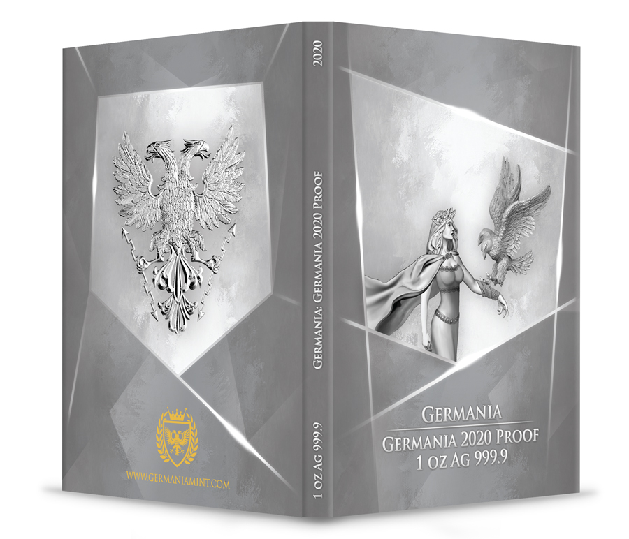 Sběratelská investiční mince 5 Mark Germania 1 oz Ag 2020 Proof Číslováno - Obrázek 4