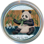 Sběratelská investiční mince 10 Yuan Panda kolorováno 30 g Ag 2017