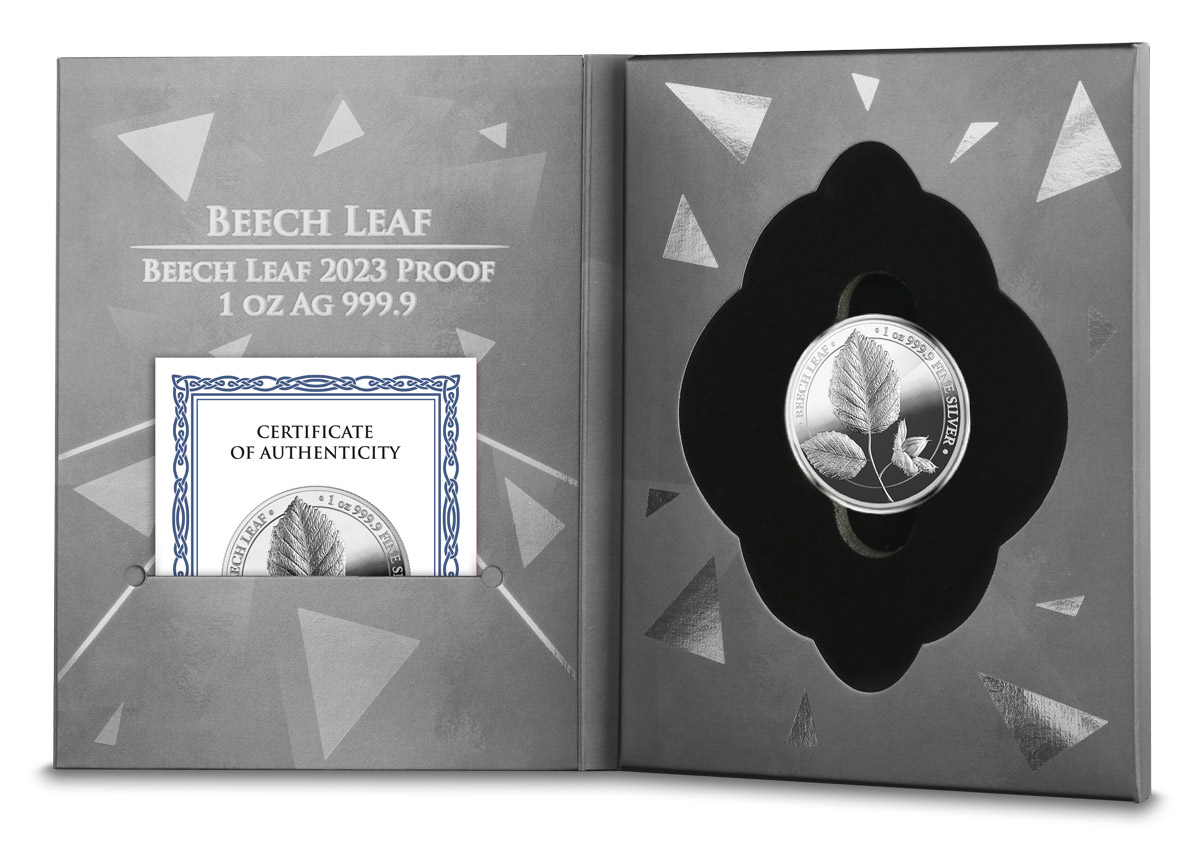 Sběratelská investiční mince 5 Mark Beech leaf Bukový list 1 oz Ag 2023 Proof - Obrázek 3