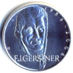 Stříbrná mince 200 Kč 250. výročí narození F. J. Gerstnera a k 200. výročí zahájení výuky na pražské polytechnice v roce 2006 b.k.