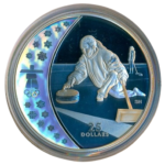 Sběratelská investiční mince 25 Dollars ZOH Vancouver 2010 Proof Hologram - curling