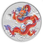 Sběratelská investiční mince Lunar Series III 1 Dollar Rok draka kolorovaný 1 oz Ag 2024 - červený