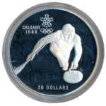Sběratelská investiční mince 20 Dollars ZOH Calgary 1988 Proof - curling
