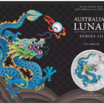 Sběratelská investiční mince Lunar Series III 1 Dollar Rok draka kolorovaný 1 oz Ag 2024 - modrý v blistru