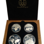 Sběratelská investiční sada 4 ks stříbrných mincí  10 + 5 Dollars LOH Montreal 1976 Proof