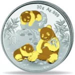 Sběratelská investiční mince 10 Yuan Panda zlacený 30 g Ag 2025