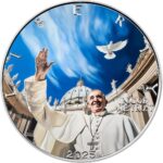 Sběratelská investiční mince 1 USD American Eagle Papež František Pozdrav 1 oz Ag 2025