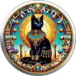 Sběratelská investiční mince 5 Dollars Starověký Egypt Posvátná kočka 2025 Kolorováno