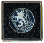 Stříbrná mince 50 Kčs 100. výročí narození S. K. Neumanna 1975 Proof - Obrázek 2