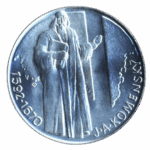 Pamětní stříbrná mince 500 Kčs 500. výročí narození J. A. Komenského 1992 b.k.