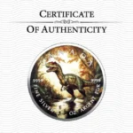 Sběratelská investiční mince 5 Dollars Dinosauři  Allosaurus 2025 Kolorováno - Obrázek 3