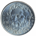 Stříbrná mince 100 Kčs 150. výročí narození Jana Nerudy 1984 b.k.
