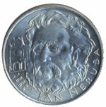 Stříbrná mince 100 Kčs 150. výročí narození Jana Nerudy 1984 b.k.