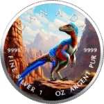 Sběratelská investiční mince 5 Dollars Dinosauři  Deinonychus 2025 Kolorováno