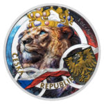 Sběratelská investiční mince 2 NZD Český lev kolor Proof 1 Oz Ag 2025