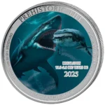Sběratelská investiční mince 20 Francs Prehistoric Life Megalodon Kolorováno 1 oz Ag 2025
