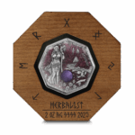 Sběratelská investiční mince 10 Mark Witchcraft Herbalist 2 oz Ag 2025 High Relief, ametyst, UV efekt - Obrázek 4