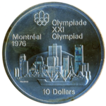 Sběratelská investiční mince  10 Dollars LOH Montreal 1976 - město Montreal b.k.