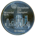 Sběratelská investiční mince  10 Dollars LOH Montreal 1976 - město Montreal b.k.