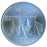 Sběratelská investiční mince 5 Dollars LOH Montreal 1976 - závod plachetnic b.k.