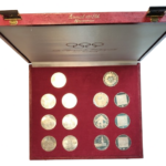 Sběratelská investiční sada stříbrných mincí 100 Schilling ZOH Innsbruck 1976 - 7 x Proof + 7 x bk