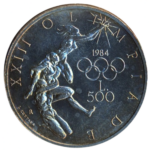 Sběratelská investiční mince 500 lir LOH Los Angeles 1984 - symboly