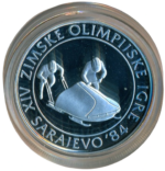 Sběratelská investiční sada stříbrných mincí 5 x 100, 250 a 500 Dinárů ZOH Sarajevo 1984 Proof - Obrázek 7
