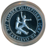 Sběratelská investiční sada stříbrných mincí 5 x 100, 250 a 500 Dinárů ZOH Sarajevo 1984 Proof - Obrázek 9