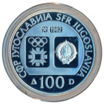 Sběratelská investiční sada stříbrných mincí 5 x 100, 250 a 500 Dinárů ZOH Sarajevo 1984 Proof - Obrázek 10