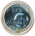 Sběratelská investiční sada stříbrných mincí 25 + 50 + 100 Pesos MS ve fotbale Mexiko 1986 - b.k. - Obrázek 6