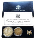 Sada dvou sběratelských investičních mincí MS ve fotbale USA 1994 - Proof - vzácná - Obrázek 3