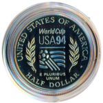 Sada dvou sběratelských investičních mincí MS ve fotbale USA 1994 - Proof - vzácná - Obrázek 8