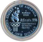 Sběratelská investiční mince 1 Dollar LOH Atlanta 1996 - veslování Proof - Obrázek 2