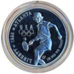 Sběratelská investiční mince 1 Dollar LOH Atlanta 1996 - tenis Proof