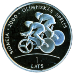 Sběratelská investiční mince 1 Lats LOH Sydney 2000 - cyklistika Proof