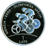 Sběratelská investiční mince 1 Lats LOH Sydney 2000 - cyklistika Proof