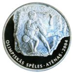 Sběratelská investiční mince 1 Lats LOH Athény 2004 - zápas řecko - římský Proof