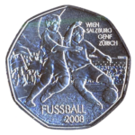 Sběratelská investiční mince 5 Euro ME ve fotbale Rakousko - Švýcarsko 2008 bk