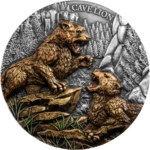 Sběratelská investiční mince 25 Dollars Megafauna Jeskynní lev 2 oz Ag 2026 ultra high relief, antique finish, kolorováno, číslováno