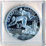 Sběratelská investiční mince 10 Dollars LOH Londýn 2012 - plavání Proof
