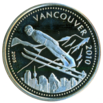 Sběratelská investiční mince 500 Tugrig ZOH Vancouver 2010 - skoky na lyžích, Proof